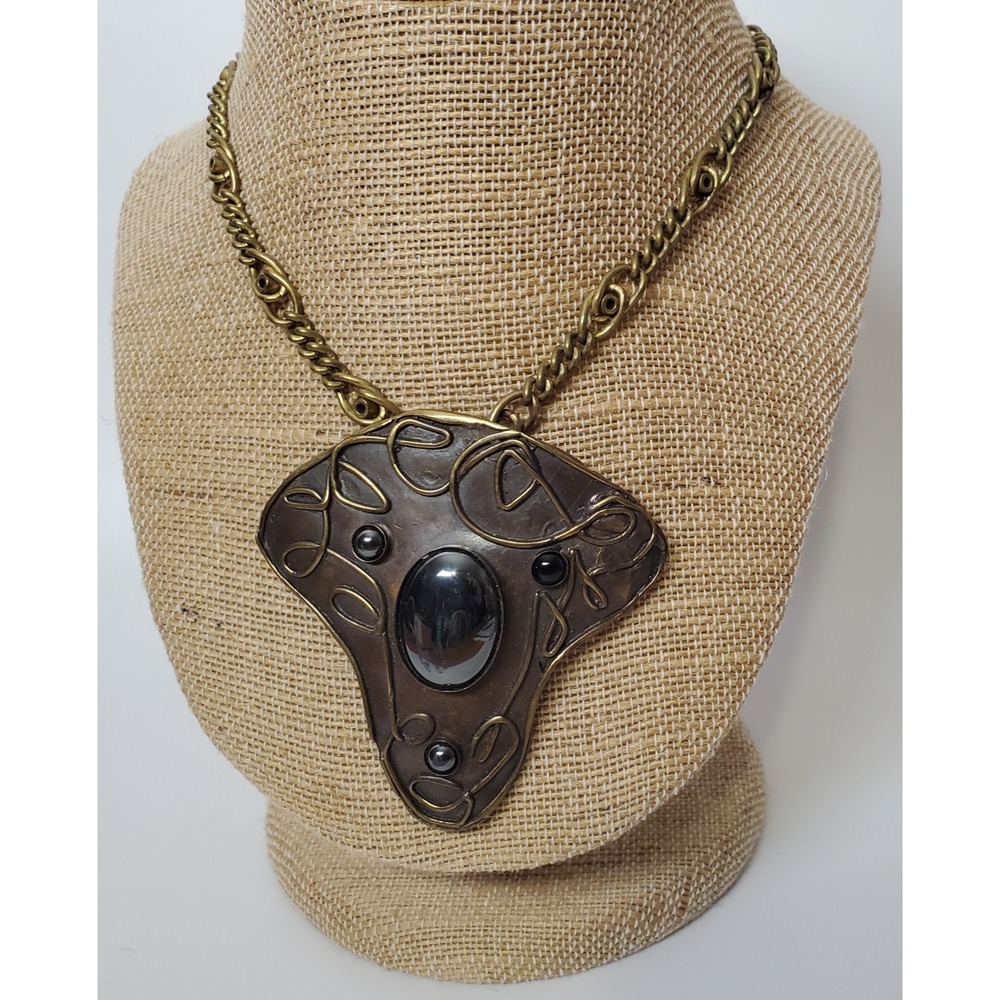 Vintage Elaine Coyne Necklace Artisan Signed Brutalist Patina Wearable Art Indie